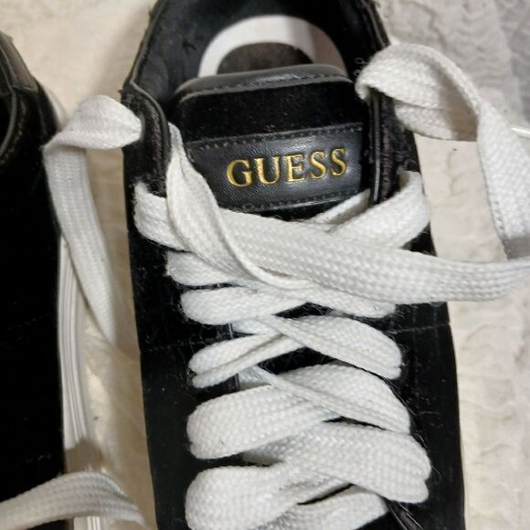 Guess Faux-Suede Black Platform Sneakers Size 8.5M - Picture 6 of 9